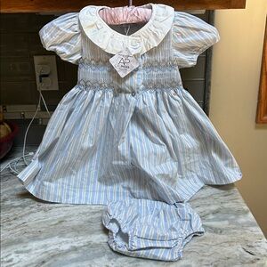 AliPicks Girls Dress Blue Striped Pinafore Dress Sz 2 T (90) Euro New Tags